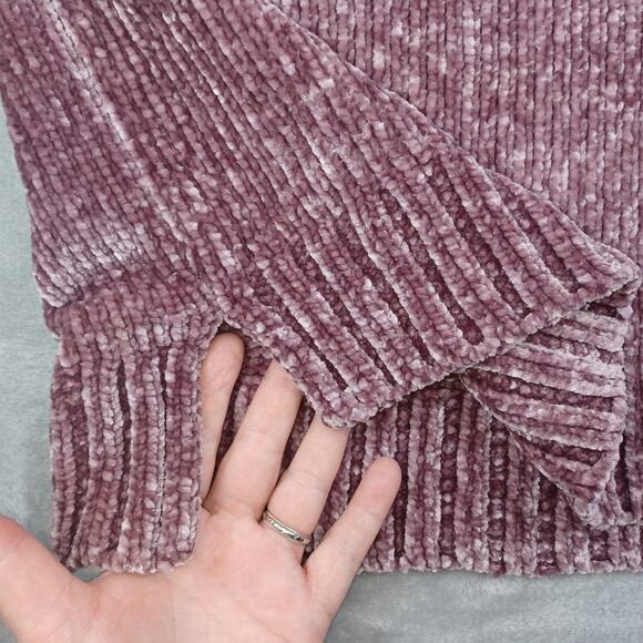 ORVIS Chenille Sweater Womens XXL Mauve Pink Chunky Cozy V-neck Pullover Soft - Picture 6 of 11